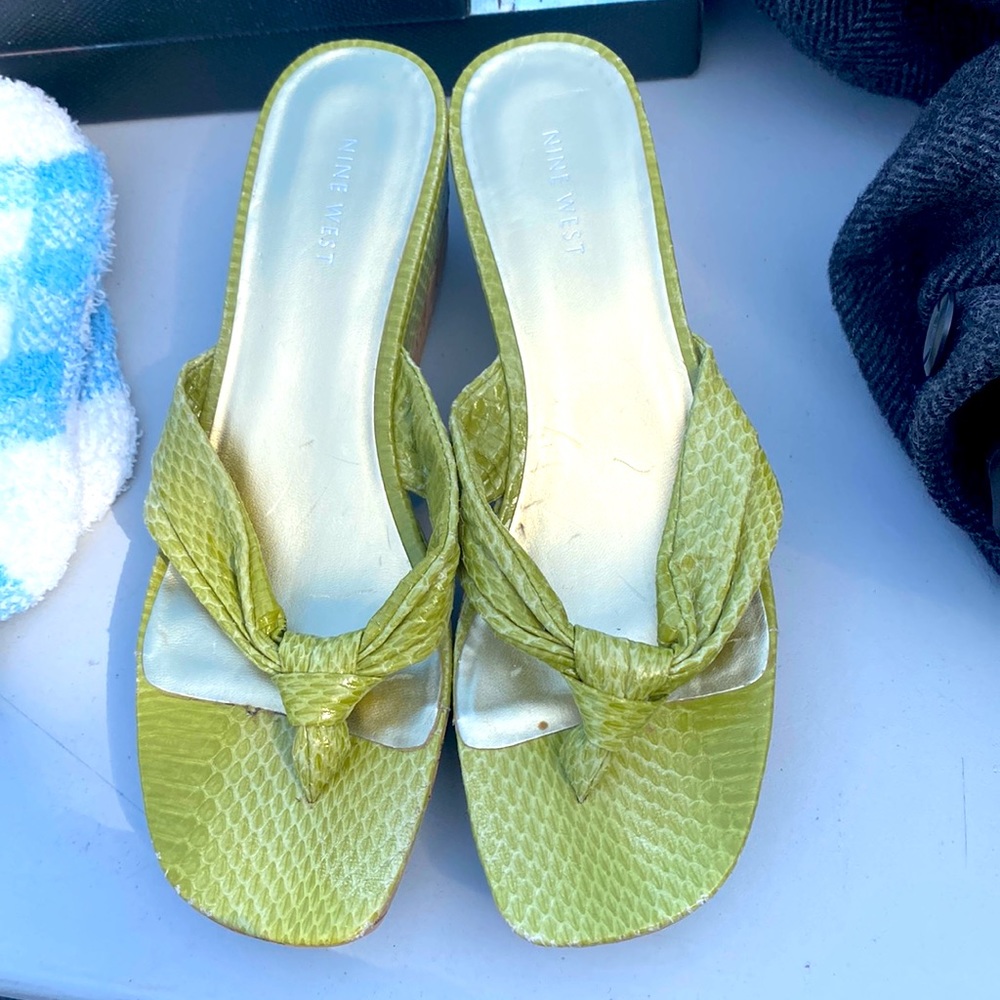 Lime Green wedge styled sandals